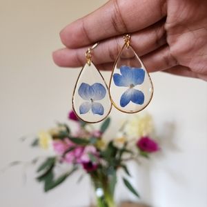 Handmade Hydrangea pressed flower jewelry